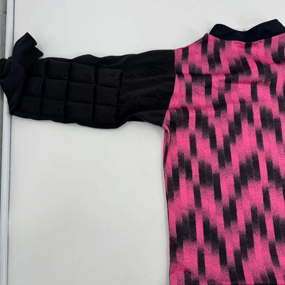 DTI‎ Soccer Jersey Kids AM Pink Black Geometric Long Sleeve V Neck Made USA